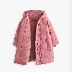 Next Kids Pink Waterproof Hooded Puffer Coat – Size 8